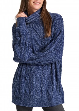 Funky Buddha - Πουλόβερ Funky Buddha Σενίλ Loose Fit FBL010-113-09-MIDNIGHT BLUE Γυναικείο