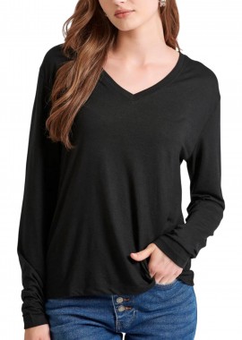 Funky Buddha - Μπλούζα Μακρυμάνικη Funky Buddha Με V Λαιμόκοψη FBL010-115-07-BLACK Γυναικείο