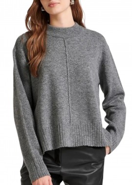 Funky Buddha - Μπλούζα Μακρυμάνικη Funky Buddha Relaxed Fit Με Στρογγυλή Λαιμόκοψη FBL010-122-09-GRAPHITE Γυναικείο