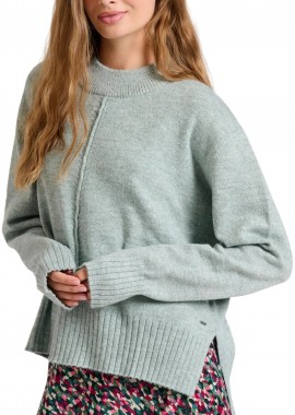 Funky Buddha - Μπλούζα Μακρυμάνικη Funky Buddha Relaxed Fit Με Στρογγυλή Λαιμόκοψη FBL010-122-09-SAGE Γυναικείο