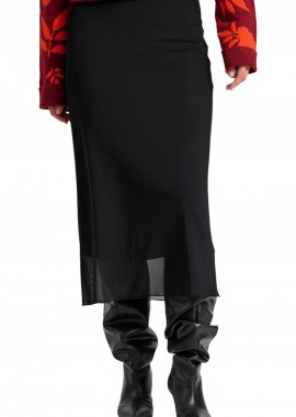 Funky Buddha - Φούστα Funky Buddha Μονόχρωμη Μίντι FBL010-125-14-BLACK Γυναικείο