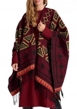 Funky Buddha - Ζακέτα Funky Buddha Poncho FBL010-132-10-CRANBERRY Γυναικείο