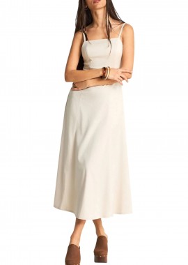 Funky Buddha - Φόρεμα Funky Buddha Γυναικείο Φόρεμα Midi FBL013-108-13-CLOUD CREAM Γυναικείο