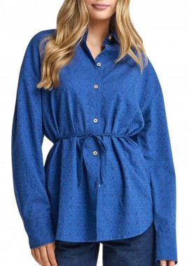 Funky Buddha - Πουκάμισο Μακρυμάνικο Funky Buddha Embroidery Από Βαμβάκι FBL013-114-05-TWILIGHT BLUE Γυναικείο