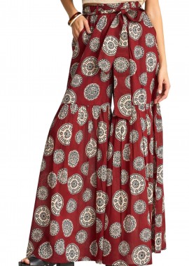 Funky Buddha - Παντελόνι Υφασμάτινο Funky Buddha Ψηλόμεση Wide Leg Παντελόνα FBL013-115-02-HENNA BROWN Γυναικείο