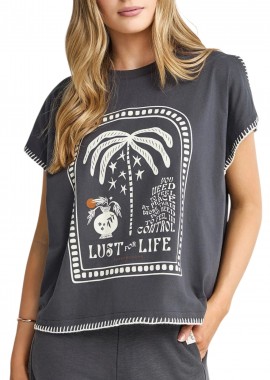 Funky Buddha - Μπλούζα Κοντομάνικη Funky Buddha Relaxed Με Τύπωμα FBL013-132-04-ANTHRACITE Γυναικείο