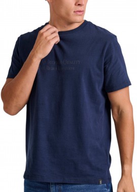 Funky Buddha - Μπλούζα Κοντομάνικη Funky Buddha Branded Print On The Chest FBM010-004-04-NAVY Ανδρικό