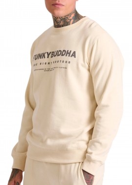 Funky Buddha - Μπλούζα Μακρυμάνικη Funky Buddha Relaxed Fit Με Τύπωμα FBM010-004-06-CHALK Ανδρικό