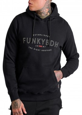 Funky Buddha - Μπλούζα Μακρυμάνικη Funky Buddha Με Κουκούλα & Τύπωμα Στο Στήθος FBM010-009-06-BLACK Ανδρικό