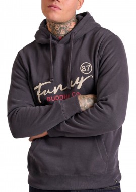Funky Buddha - Μπλούζα Μακρυμάνικη Funky Buddha Relaxed Fit With Embroidery On The Chest FBM010-013-06-ANTHRACITE Ανδρικό