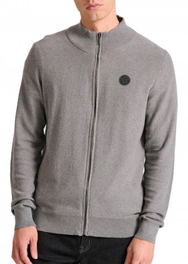 Funky Buddha - Ζακέτα Funky Buddha Πλεκτή Με Rubber Label FBM010-013-09-GREY MEL Ανδρικό