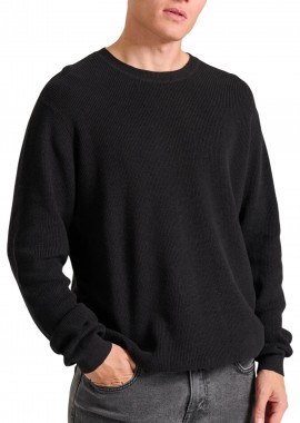 Funky Buddha - Μπλούζα Μακρυμάνικη Funky Buddha Relaxed Fit Πλεκτή FBM010-015-09-BLACK MEL Ανδρικό