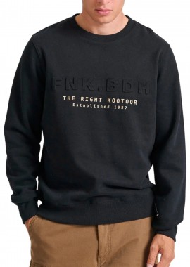 Funky Buddha - Μπλούζα Μακρυμάνικη Funky Buddha Embossed Τύπωμα Στο Στήθος FBM010-017-06-BLACK Ανδρικό
