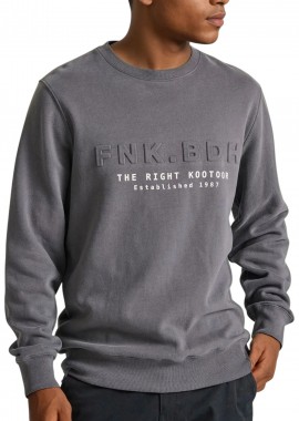 Funky Buddha - Μπλούζα Μακρυμάνικη Funky Buddha Embossed Τύπωμα Στο Στήθος FBM010-017-06-DK GREY Ανδρικό
