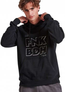 Funky Buddha - Μπλούζα Μακρυμάνικη Funky Buddha Hoodie With Embossed Print On Chest FBM010-018-06-BLACK Ανδρικό
