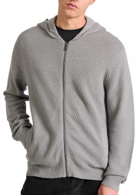 Funky Buddha - Ζακέτα Funky Buddha Με Ανάγλυφη Πλέξη & Κουκούλα FBM010-021-09-GREY MEL Ανδρικό