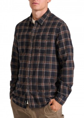 Funky Buddha - Πουκάμισο Μακρυμάνικο Funky Buddha Flannel Καρό Με Τσέπη FBM010-025-05-BLACK Ανδρικό