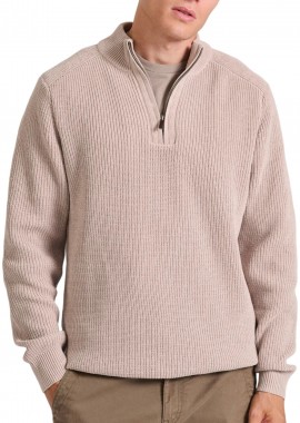 Funky Buddha - Μπλούζα Μακρυμάνικη Funky Buddha Half Zip Πλεκτή FBM010-052-09-ASH Ανδρικό