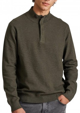 Funky Buddha - Μπλούζα Μακρυμάνικη Funky Buddha Πλεκτή Half Zip FBM010-055-09-KHAKI MEL Ανδρικό