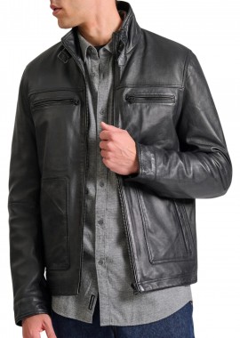 Funky Buddha - Μπουφάν Funky Buddha Δερμάτινο (Sheepskin) FBM010-067-01-BLACK Ανδρικό