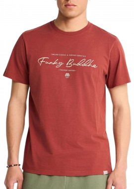 Funky Buddha - Μπλούζα Κοντομάνικη Funky Buddha Με Λογότυπο FBM013-022-04-HENNA BROWN Ανδρικό