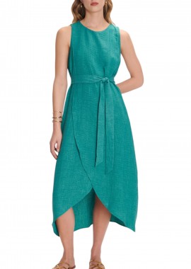 Ale - Φόρεμα Ale Αμάνικο Με Ζώνη 81014802-GREEN Γυναικείο