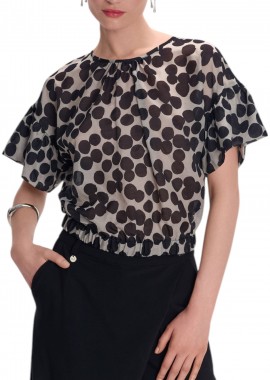 Ale - Top Ale Με Λάστιχο Και Κοντά Μανίκια 81065236-MULTICOLOR Γυναικείο