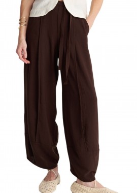 Ale - Παντελόνι Υφασμάτινο Ale Barrel Leg 81684038G-BROWN Γυναικείο