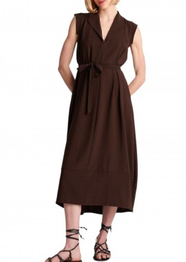 Ale - Φόρεμα Ale Αμάνικο Με Ζώνη 82276751-BROWN Γυναικείο