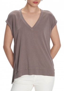 Ale - Μπλούζα Κοντομάνικη Ale Ασύμμετρη Με V 8920750-LIGHT GREY Γυναικείο