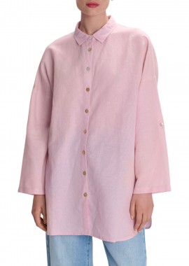 Ale - Πουκάμισο Μακρυμάνικο Ale Λινό Μακρύ 8921056-SOFT PINK Γυναικείο