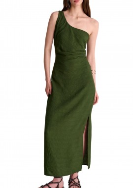 Ale - Φόρεμα Ale Με Έναν Ώμο Και Σκίσιμο 8921122-DARK KHAKI Γυναικείο