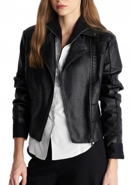 Ale - Μπουφάν Ale Δερματίνη Biker Γυναικείο 8922948-BLACK Γυναικείο