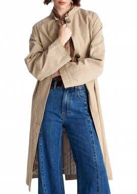 Ale - Καμπαρντίνα Ale Midi Με Μυτερό Γιακά 8922997-BEIGE Γυναικείο
