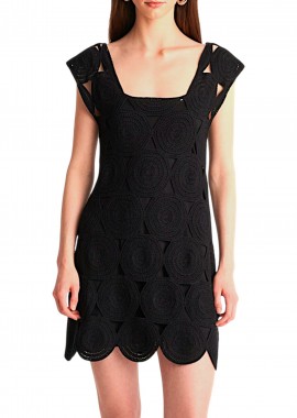 Ale - Φόρεμα Ale Μίνι Πλεκτό Με Μεσοφόρι 8P23420-BLACK Γυναικείο