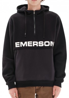 Emerson - Μπλούζα Μακρυμάνικη Emerson Half Zip Sweatshirt 232.EM20.29-BLACK Ανδρικό