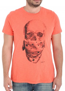 Garage Fifty 5 - Μπλούζα Κοντομάνικη Garage Fifty 5 Skull Print G182-4113-orange Ανδρικό