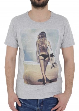 Garage Fifty 5 - Μπλούζα Κοντομάνικη Garage Fifty 5 Με Γυναικεία Φιγούρα GM122-4115-GREYMEL Ανδρικό