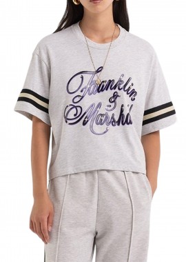 Franklin & Marshall - Μπλούζα Κοντομάνικη Franklin & Marshall T-shirt JW3023.000.1000P01-DM01-ASH GREY MELANGE Γυναικείο
