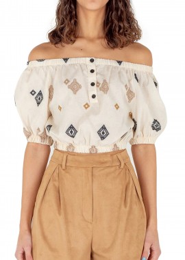 Silvian Heach - Top Silvian Heach Altaria PGP22177BL-ETHNIC EMB Γυναικείο