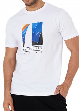 Nautica - Μπλούζα Κοντομάνικη Nautica Sailing Print 3NCN1I00878-908 White Ανδρικό