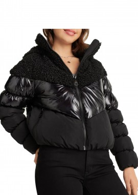 DKNY - Μπουφάν DKNY Mixed Media Sherpa Puffer P2MCMHVU-BLK Γυναικείο