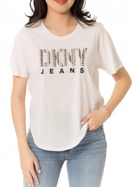 DKNY - Μπλούζα Κοντομάνικη DKNY Round Hem Logo E31FMQ1Q-WHT Γυναικείο