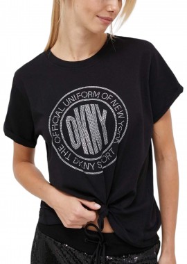 DKNY - Μπλούζα Κοντομάνικη DKNY Rhidestone Medallion Logo Knot Front DP3T9444-BSV Γυναικείο