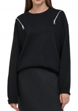 DKNY - Πουλόβερ DKNY Zip Shoulder P3HSAK01-BLK Γυναικείο