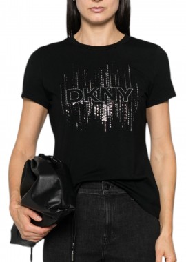 DKNY - Μπλούζα Κοντομάνικη DKNY Logo Με Στρας P4MHPWNA-BLK Γυναικείο