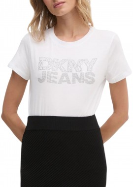 DKNY - Μπλούζα Κοντομάνικη DKNY Studded Logo DJ4T1333-WTL Γυναικείο