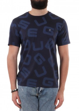 Guess - Μπλούζα Κοντομάνικη Guess Allover Logo M0YI84I3Z00-BLUE ALLOVER G Ανδρικό