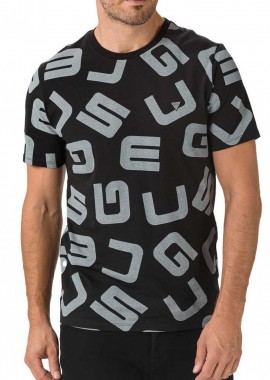 Guess - Μπλούζα Κοντομάνικη Guess Allover Logo M0YI84I3Z00-BLACK ALLOVER G Ανδρικό