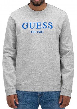 Guess - Μπλούζα Μακρυμάνικη Guess Bastian Logo M0YQ31K7ON0-LIGHT HEATHER GREY M Ανδρικό